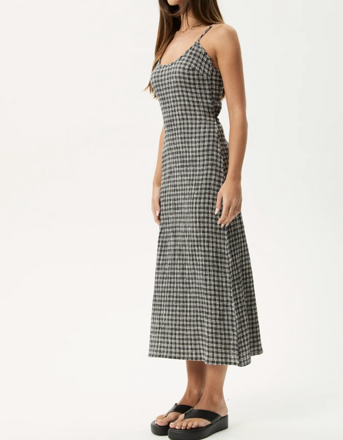 Asta Rumi Seersucker Midi Dress in Steel Check
