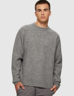 Brushed Knit Crew in Grey
