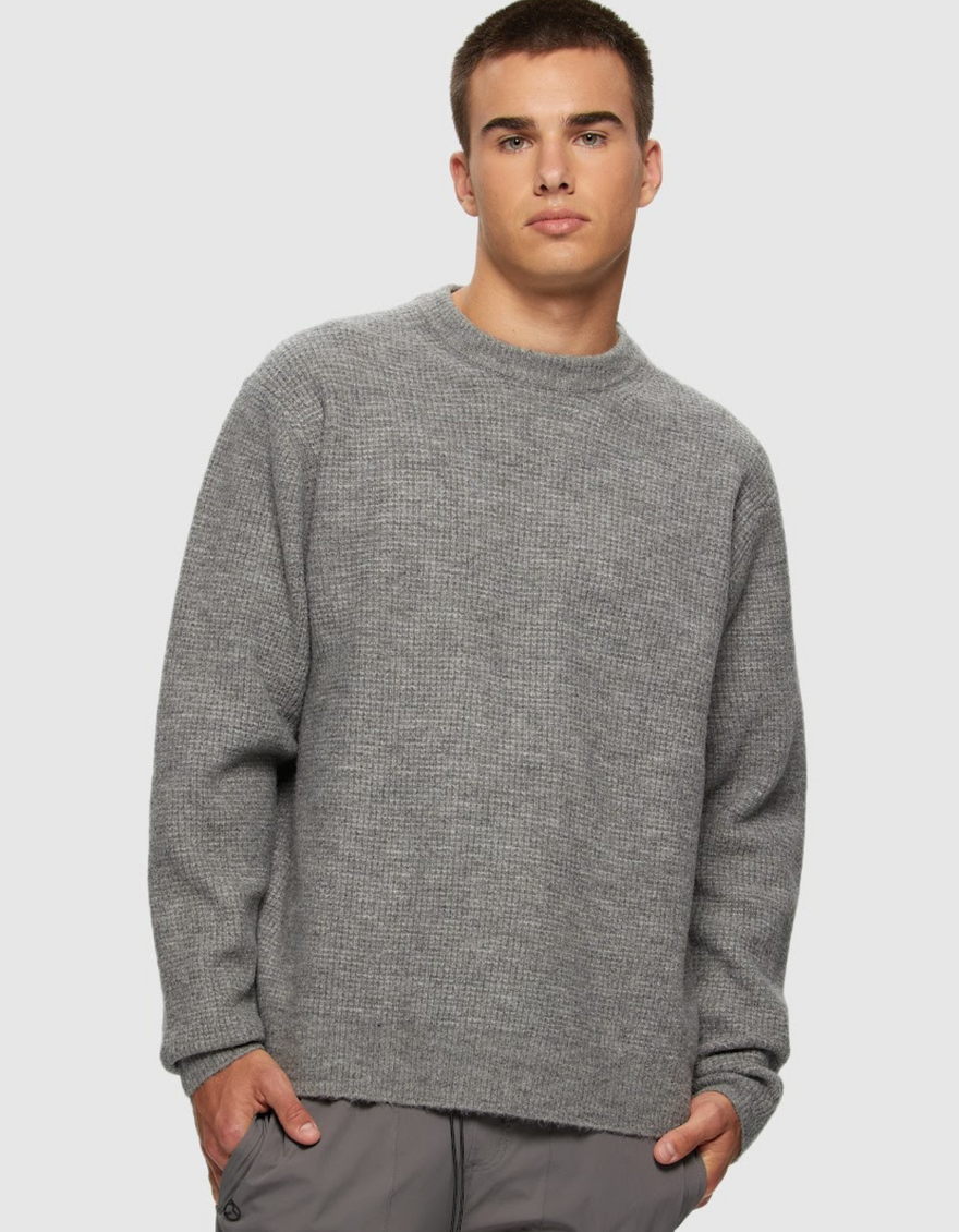 Brushed Knit Crew in Grey