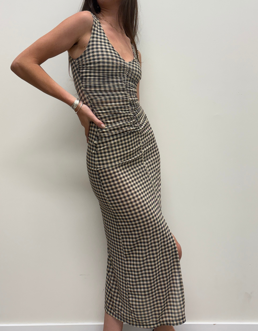 Gambet Sheer Maxi Dress in Black/Sand