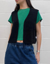 Granny Cotton Sweater Vest in Black