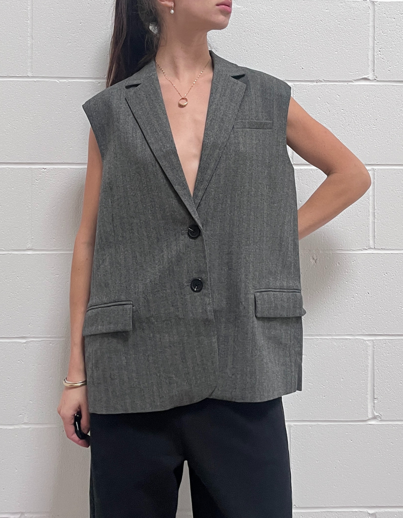 Hollanda Oversize Waistcoat in Dark Grey Melange