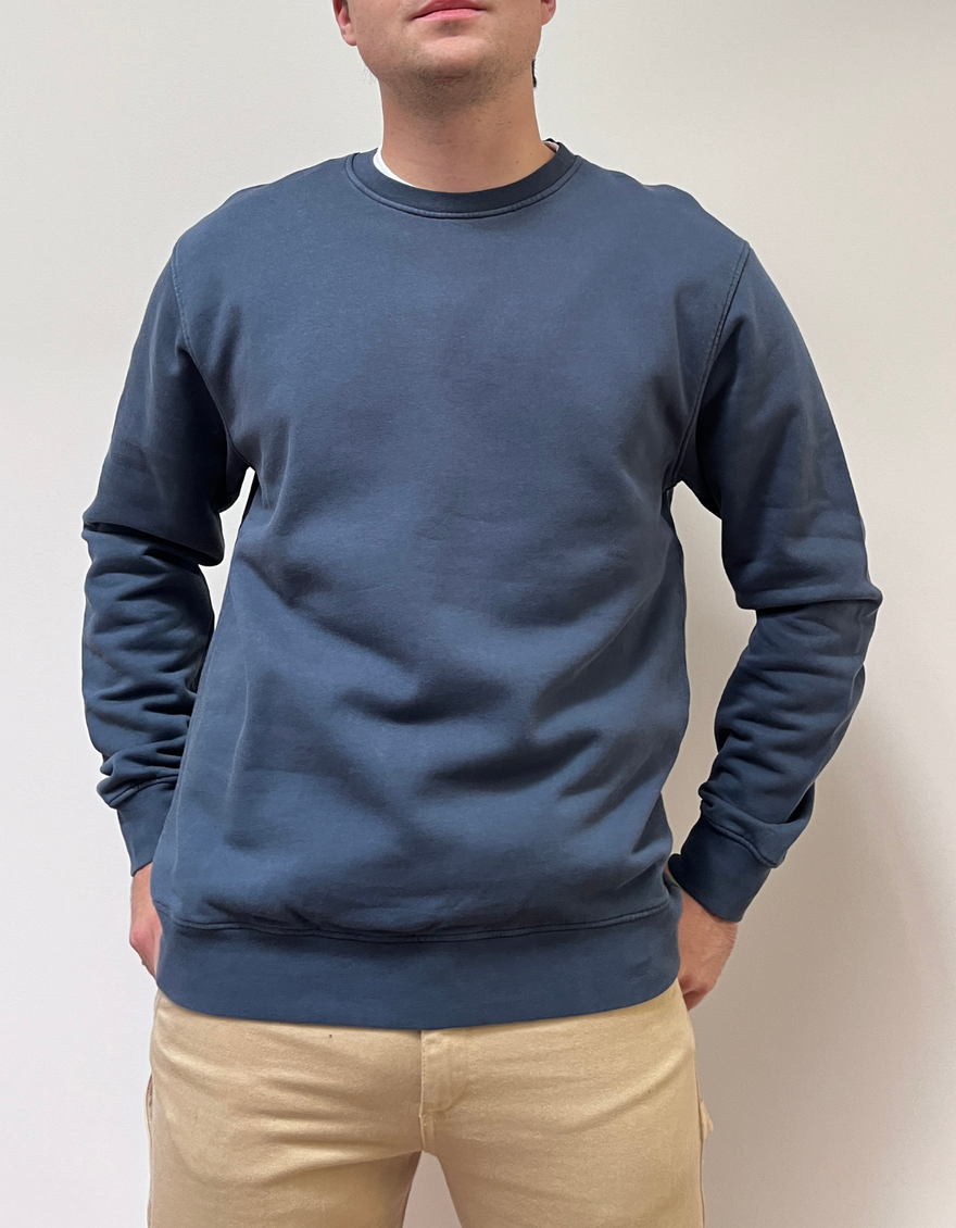 Classic Organic Crew in Petrol Blue