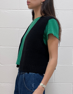 Granny Cotton Sweater Vest in Black