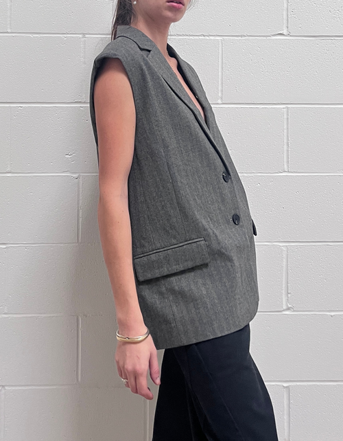 Hollanda Oversize Waistcoat in Dark Grey Melange