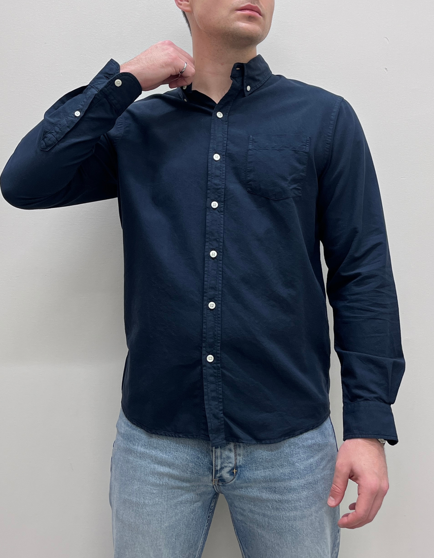 Organic Button Down Shirt in Navy Blue