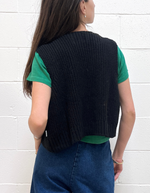 Granny Cotton Sweater Vest in Black