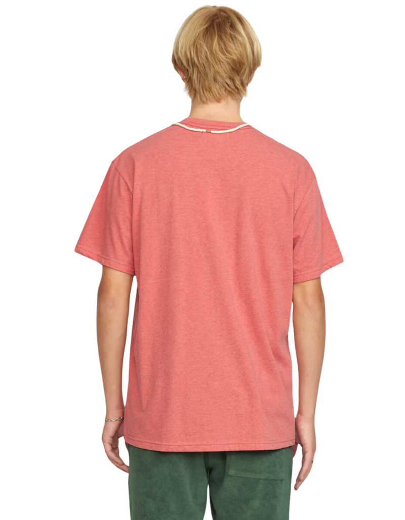 Regular Embroidered Tee in Red Melange