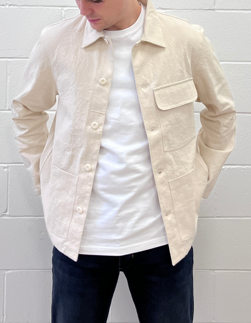 Work Coat in Washed Ivory