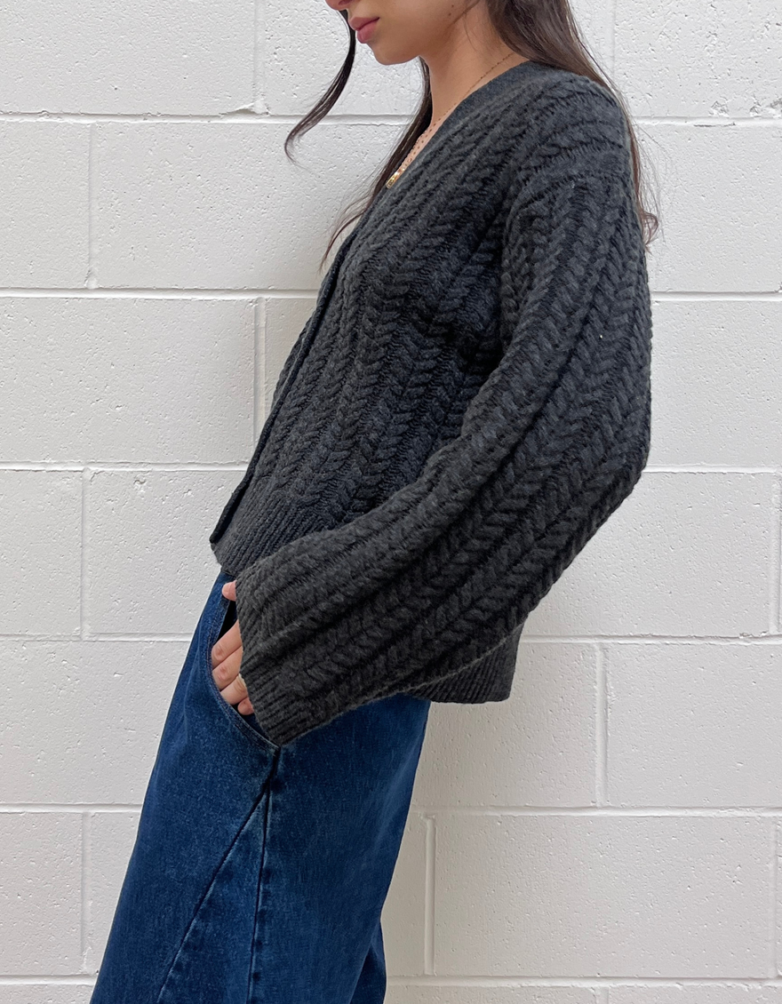 Casabel Cardigan in Dark Grey Melange