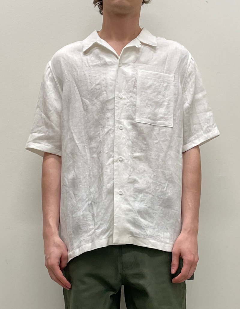 French Linen Camp Shirt in White