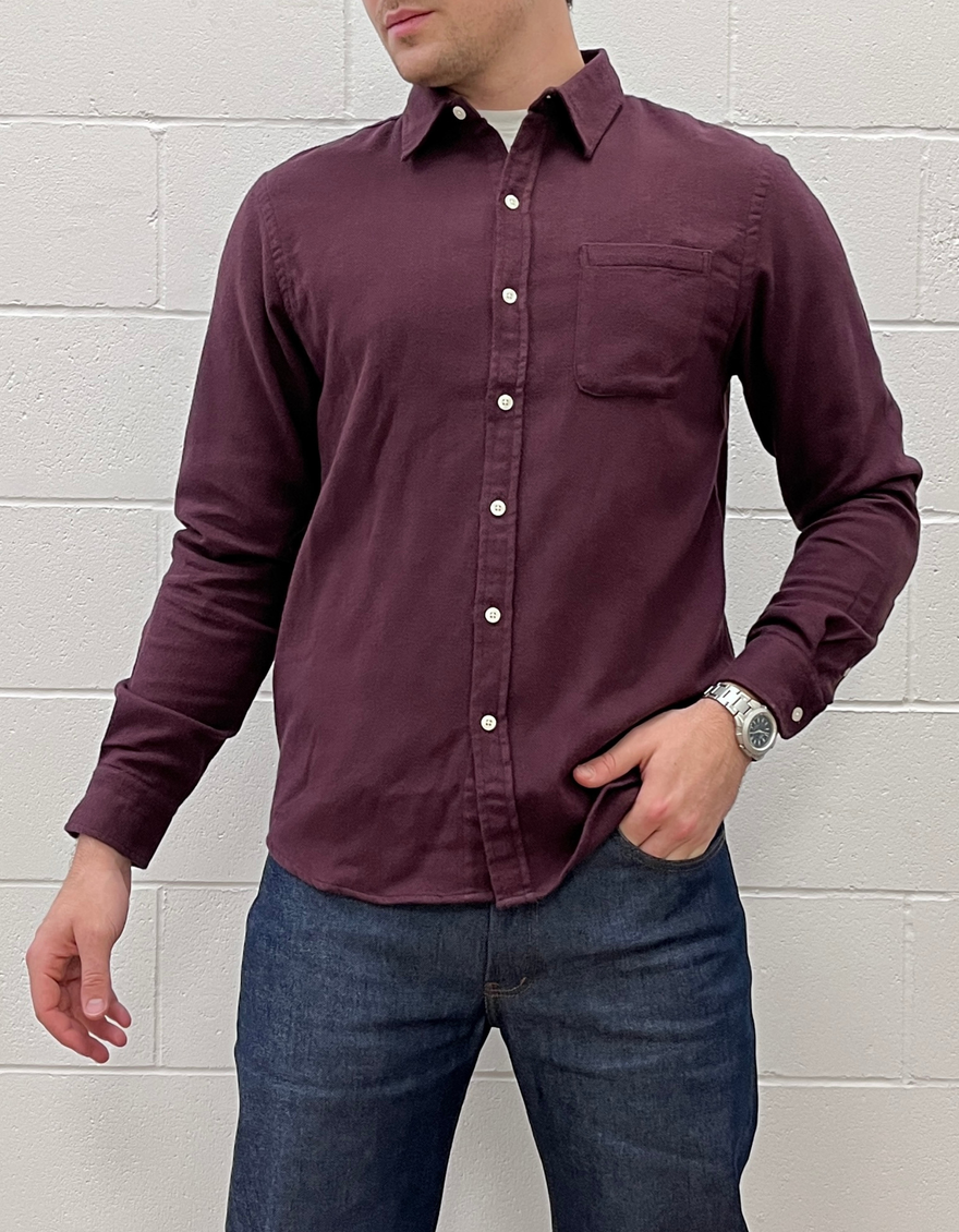 Organic Flannel Shirt in Oxblood Red