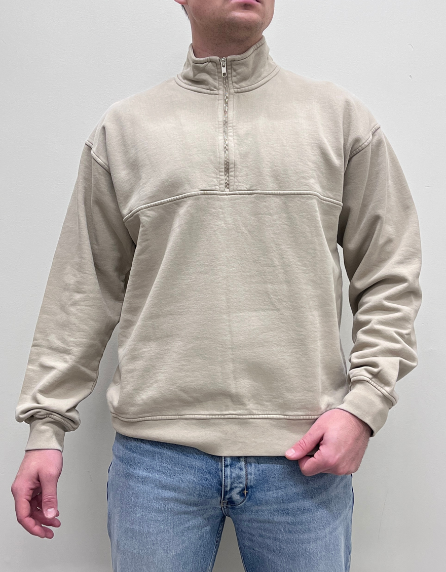 Organic Quarter Zip in Oyster Grey