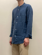 Mando Linen Shirt in Blue Ashes