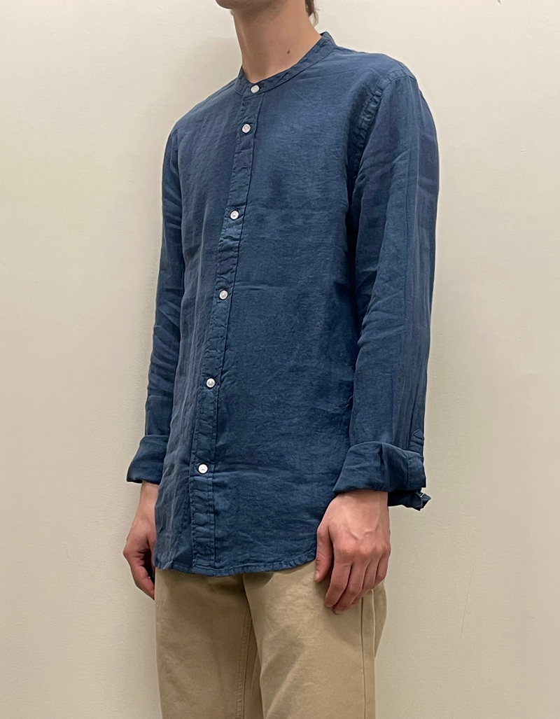 Mando Linen Shirt in Blue Ashes