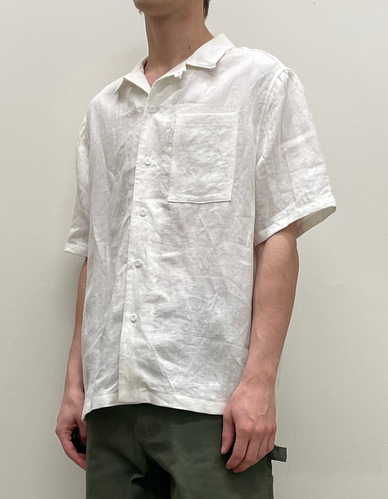 French Linen Camp Shirt in White