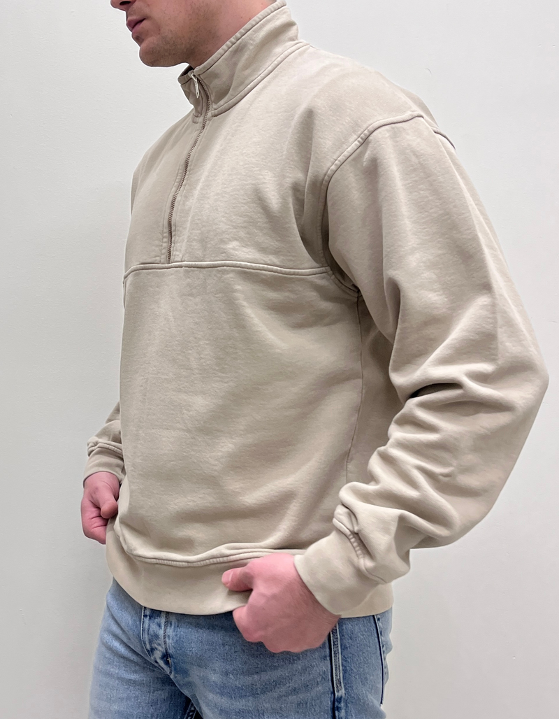 Organic Quarter Zip in Oyster Grey