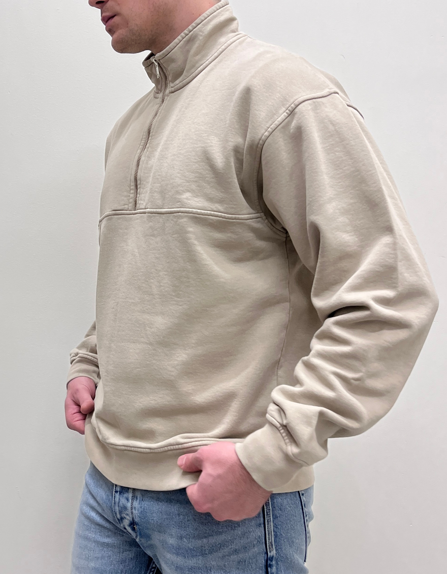 Organic Quarter Zip in Oyster Grey