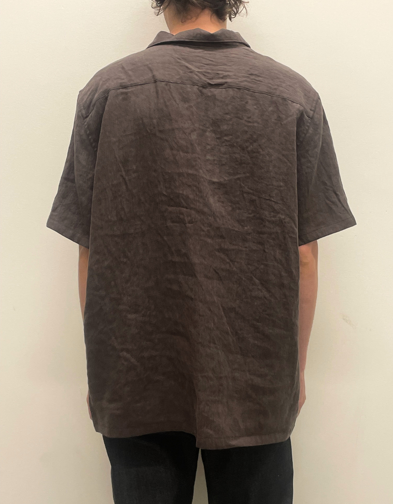 French Linen Camp Shirt in Chestnut