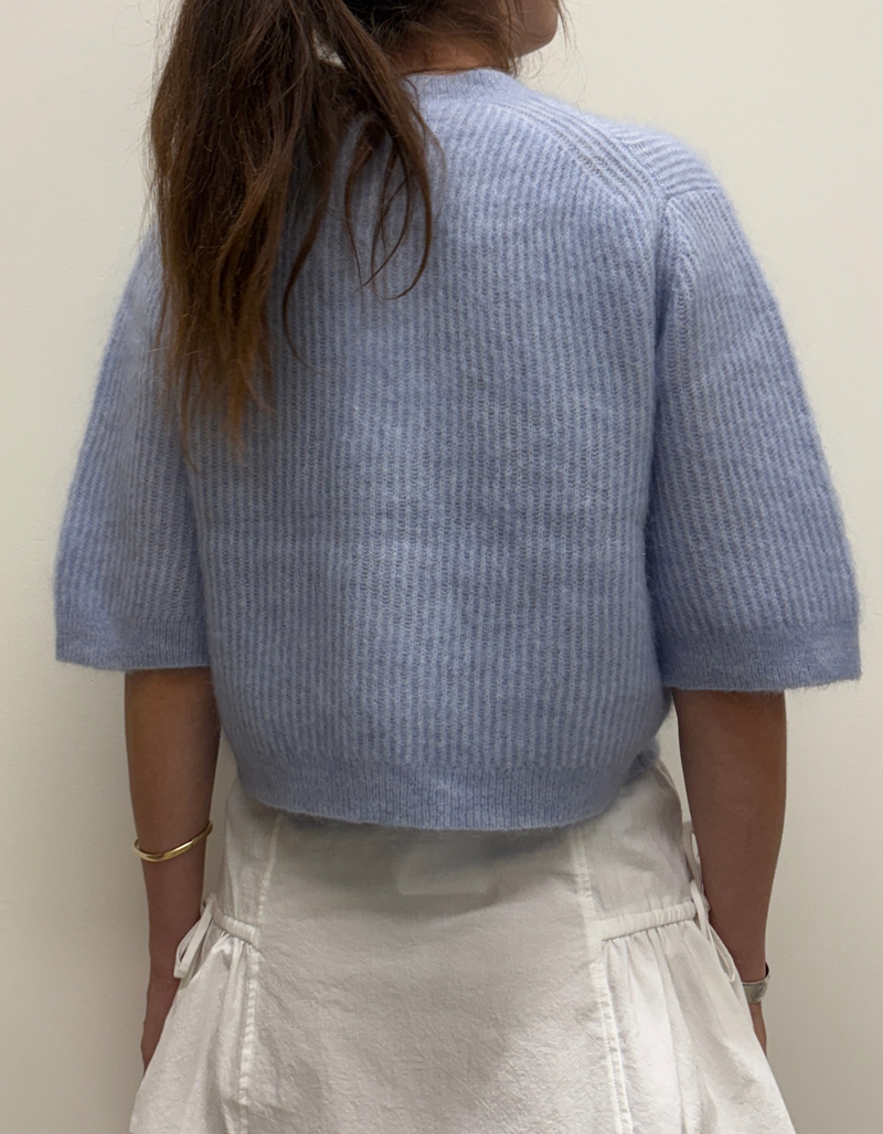 Andrea Knit Rib Cardigan in Brunerra Blue