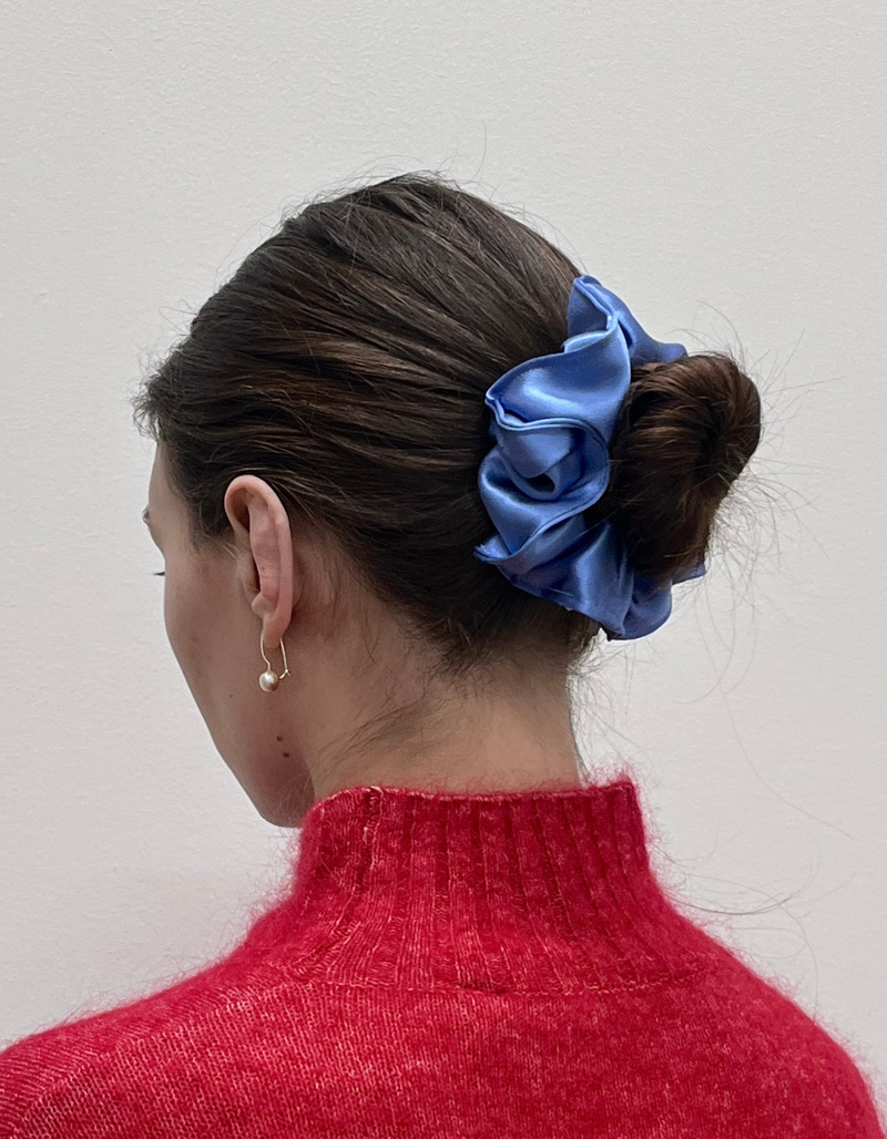 Big Silky Scrunchie in Cornflower Blue