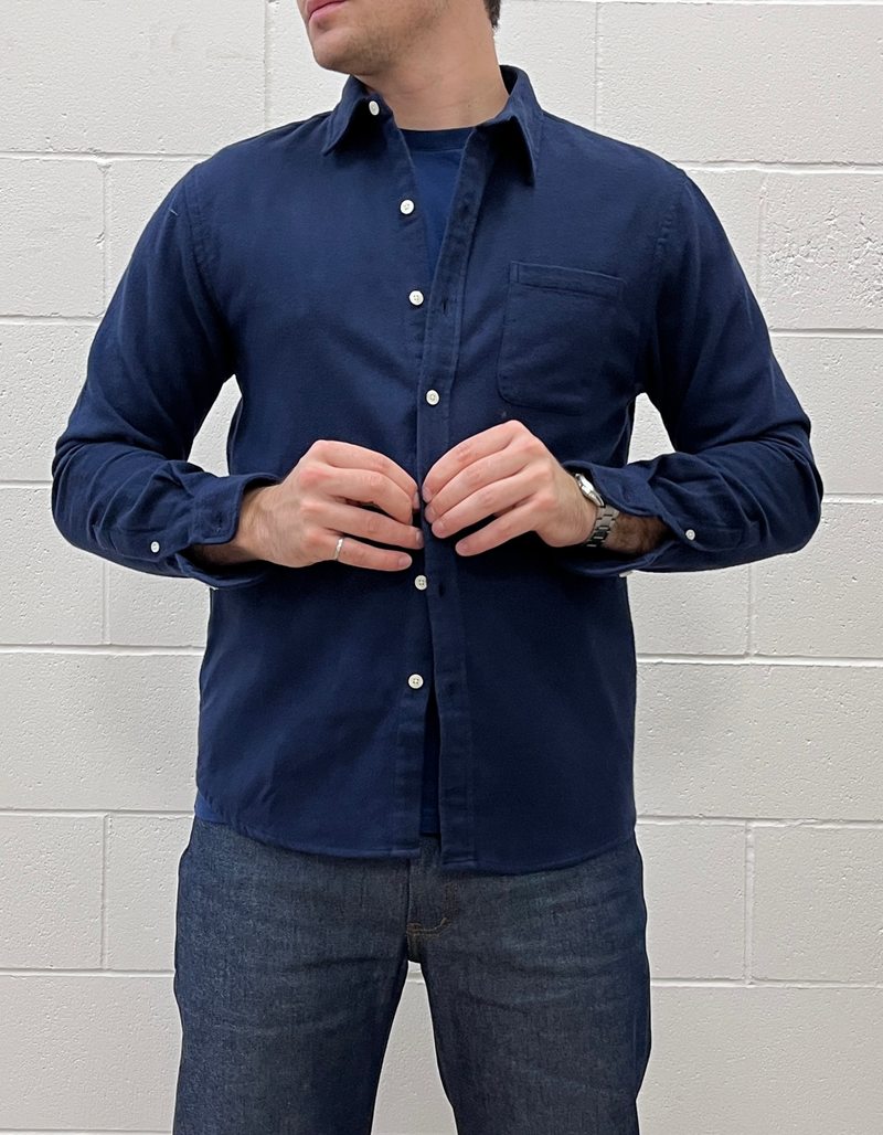 Organic Flannel Shirt in Navy Blue