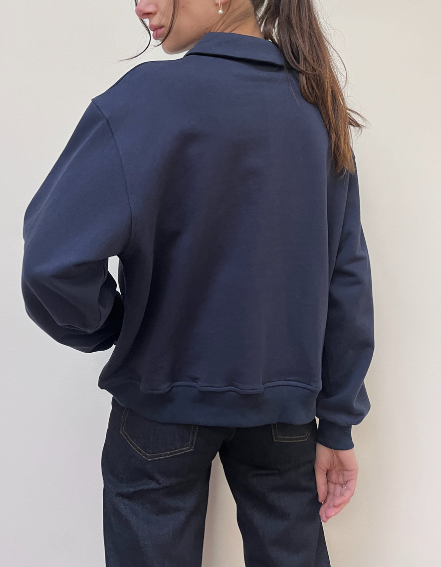 Alma Polo Sweatshirt in Navy