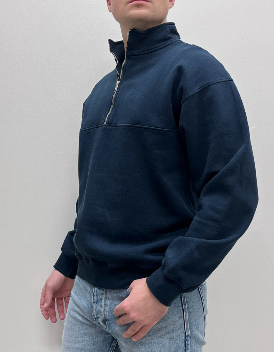 Organic Quarter Zip in Navy Blue