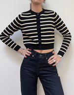 Neve Striped Cardigan in Black Cream