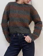 Olivia Striped Sweater in Charcoal Brown