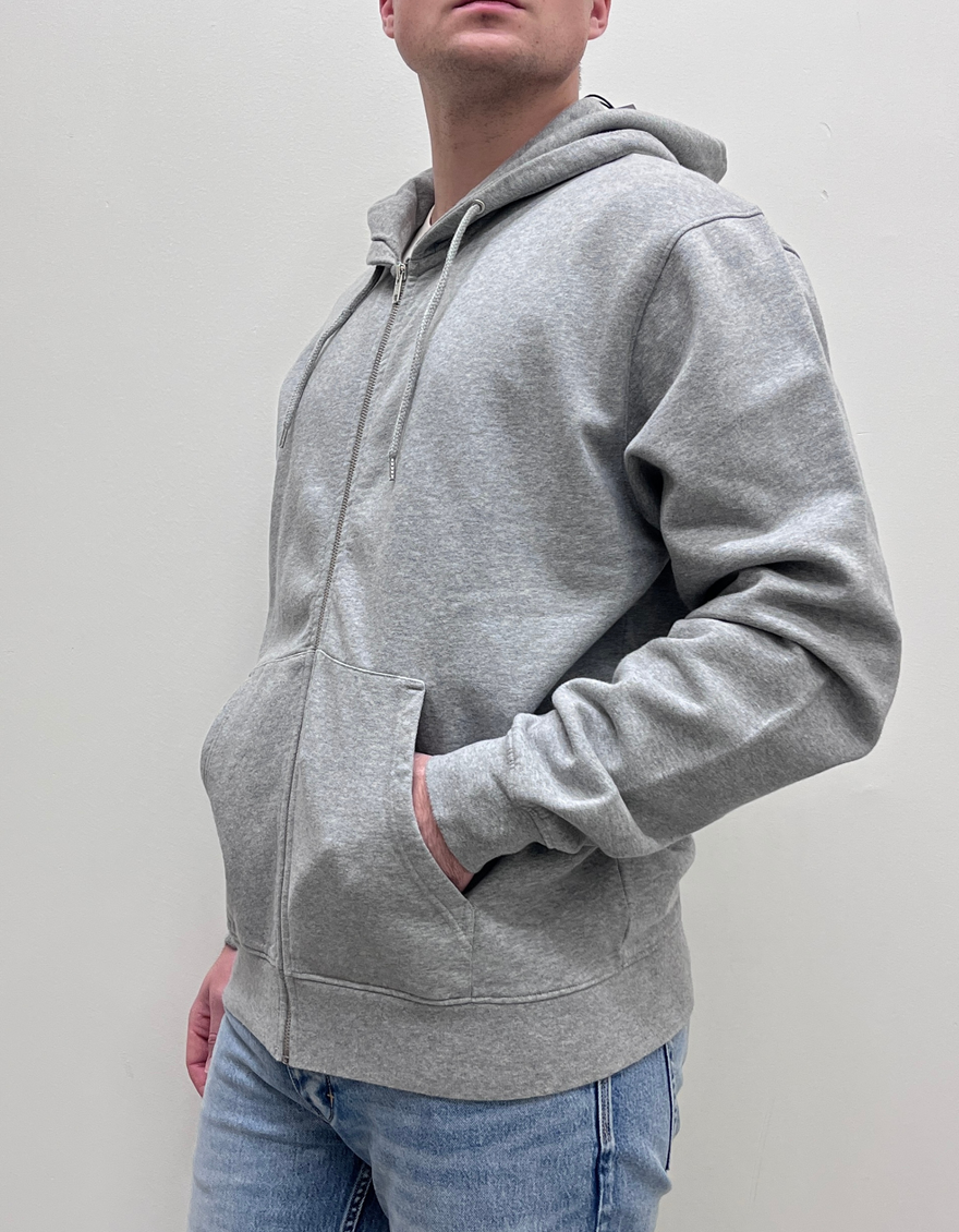 Classic Organic Zip Hood in Heather Grey