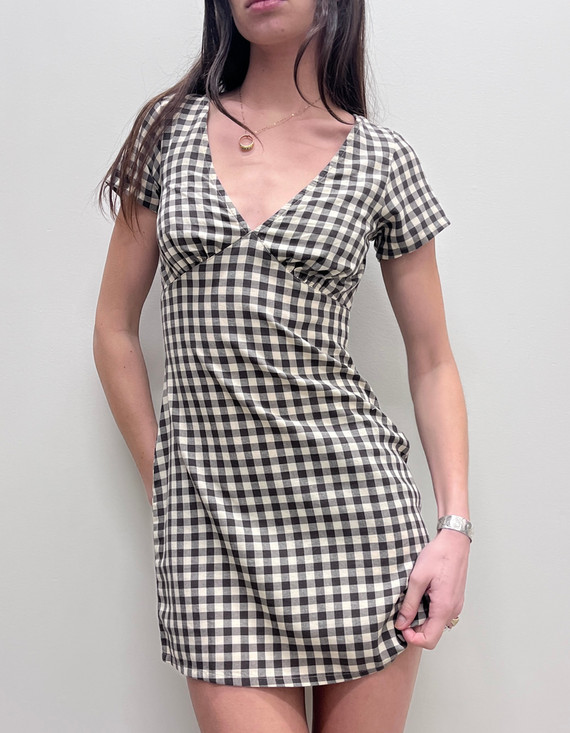 Gambet Check Tea Dress in Black/Sand