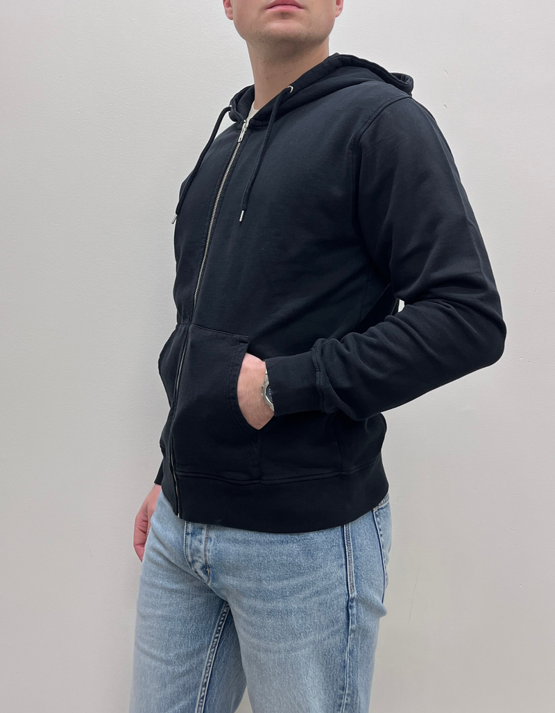 Classic Organic Zip Hood in Deep Black