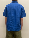 Linen Short Sleeved Shirt in Pacific Blue