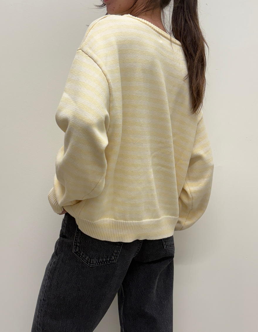 "I can't believe it's not vintage" Crewneck in Vanilla Stripe