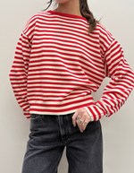"I can't believe it's not vintage" Crewneck in Red Stripe
