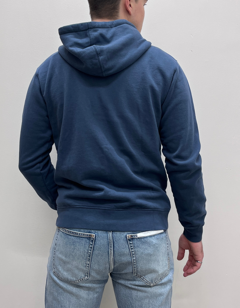 Classic Organic Zip Hood in Petrol Blue