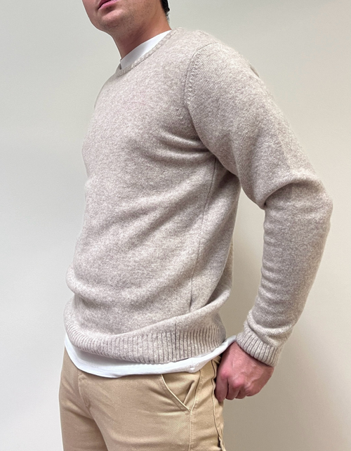 Franz O-Neck Sweater in Dark Sand