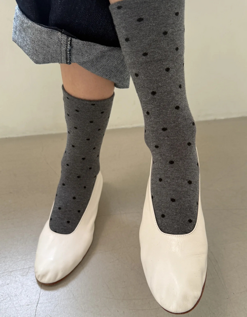 Sneaker Socks in Polka Dot Charcoal