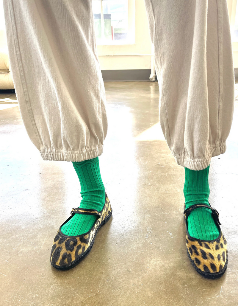 Her Socks in Kelly Green