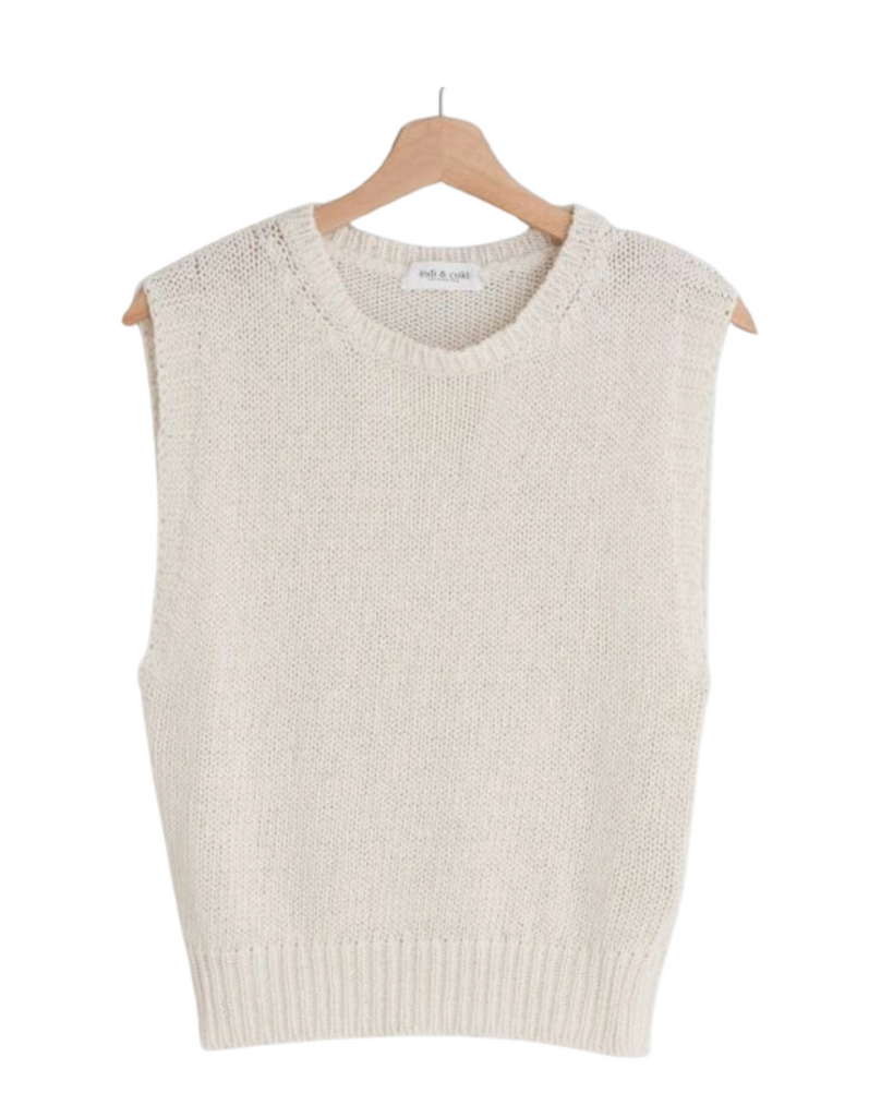 Boucle Knitted Vest in Ecru