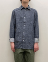 Douglas Linen Denim Shirt in Sky Captain