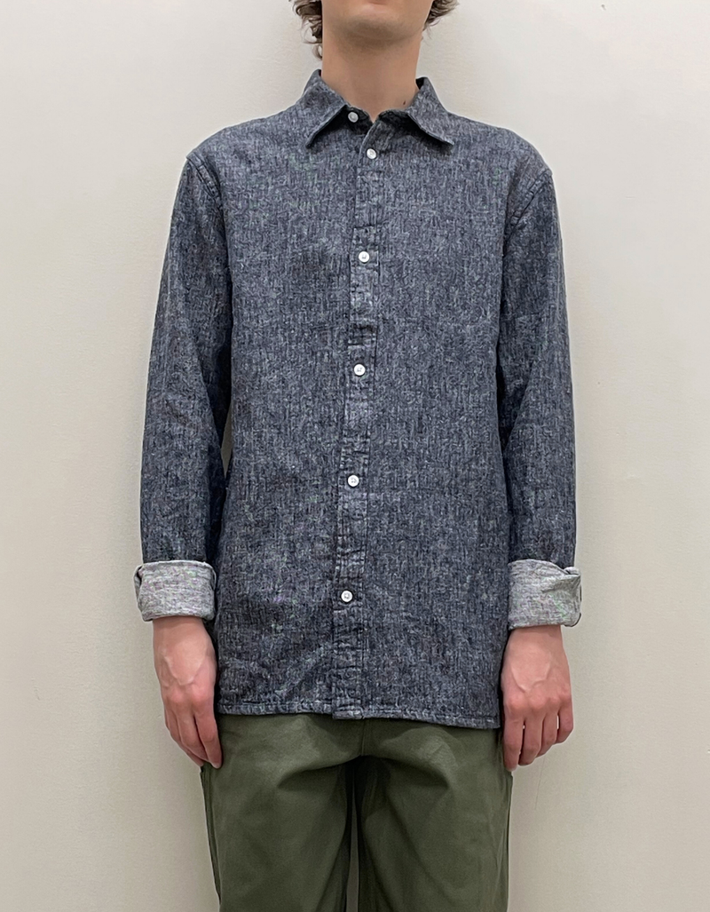Douglas Linen Denim Shirt in Sky Captain