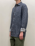 Douglas Linen Denim Shirt in Sky Captain