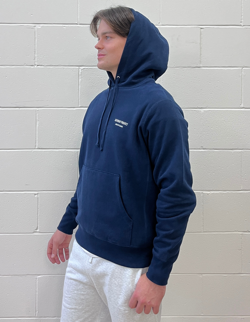 Embroidered Logo Hoodie in Navy