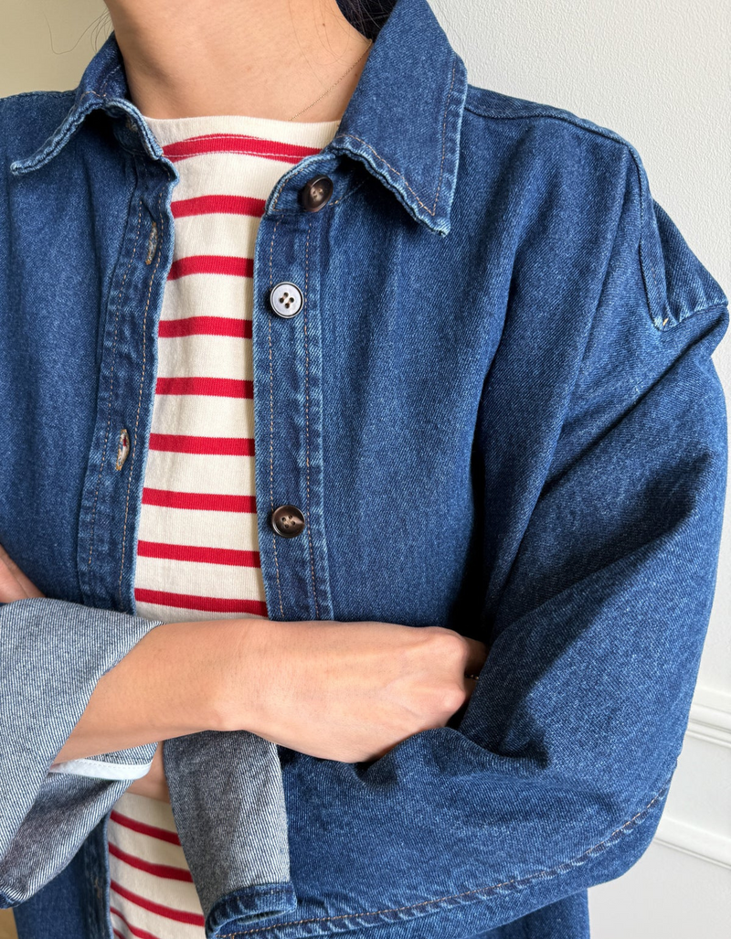 Owen Heavy Denim Shirt in Dark Denim