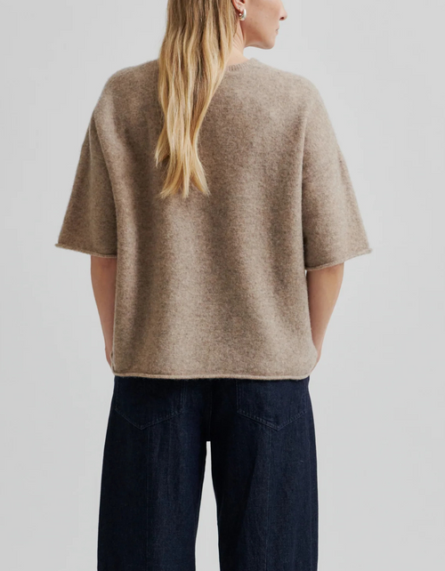 Selana Knit O-Neck in Camel Melange