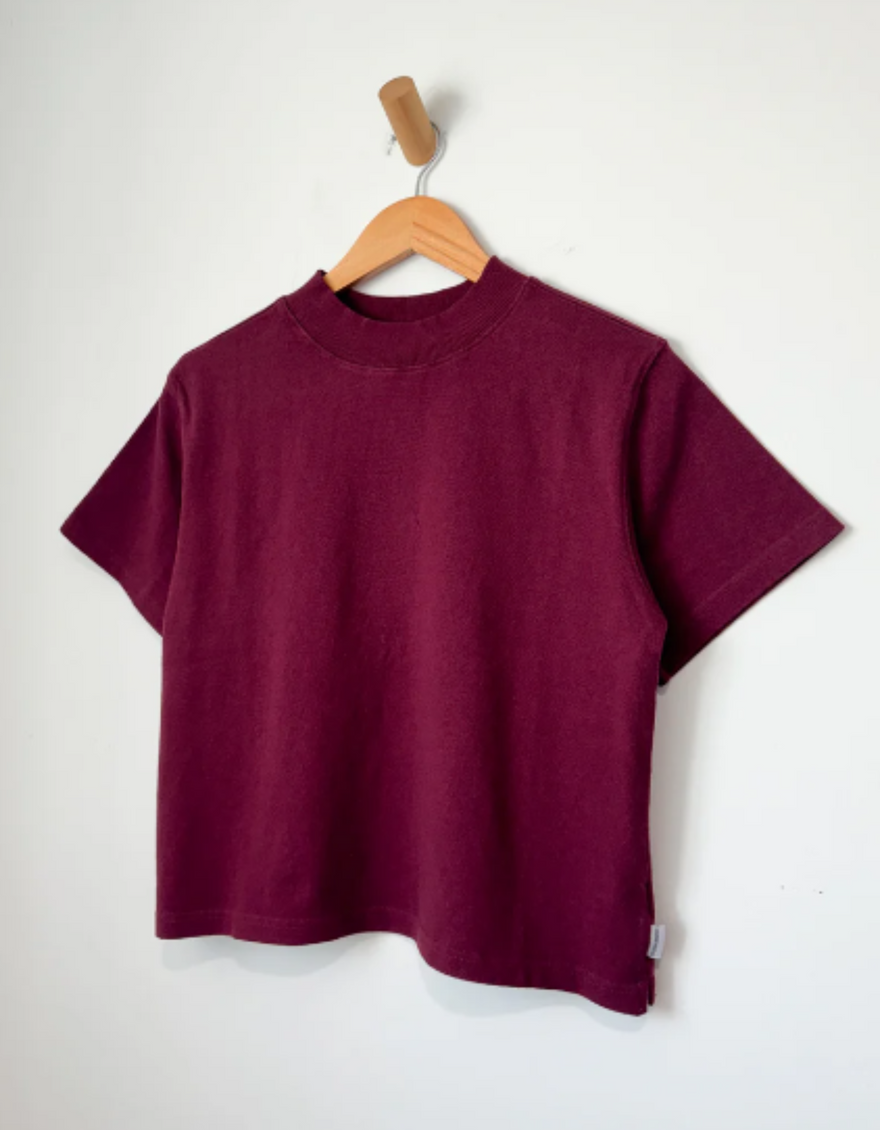 Sunset Mock Tee in Cabernet