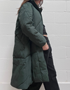 Long Puffer Coat in Dark Green