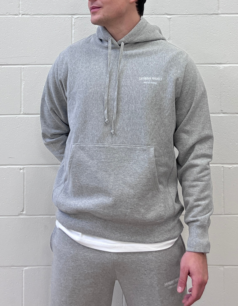 Embroidered Logo Hoodie in Heather Grey